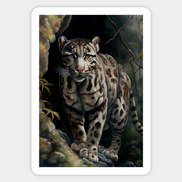 Clouded leopard Oil paint Sticker by ABART BY ALEXST 